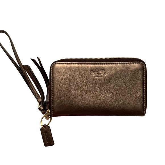 Coach Handbags - Coach Metallic Wallet Wristlet Color Bronze Size 6.5"x4"